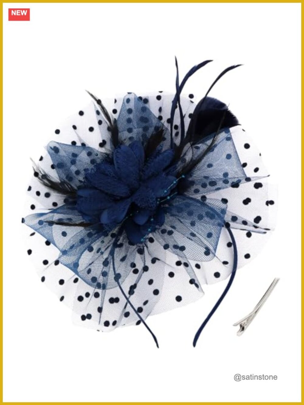 Polka Dot Tulle Fascinator Headband Clip Tea Party Derby Wedding Hat